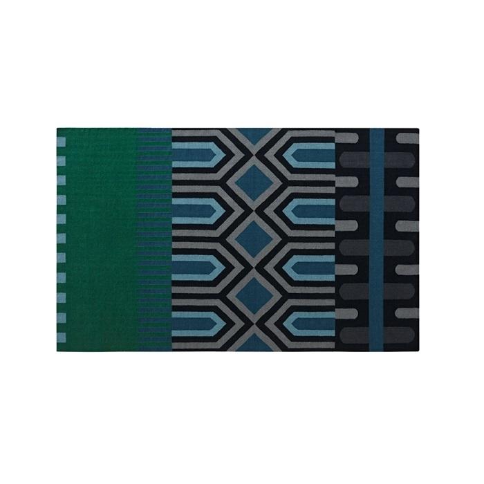 Ndebele Rug Rug Gan Green 5’7" x 7’11" 