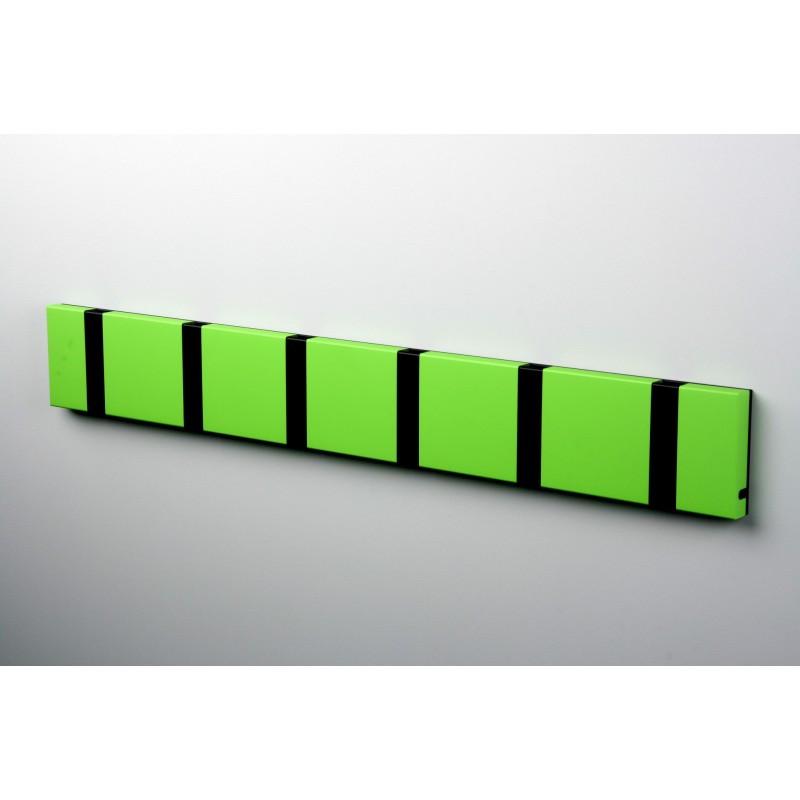 Knax Horizontal Colored Coat Hook Coat Hooks Loca 6 hooks Black Green lime
