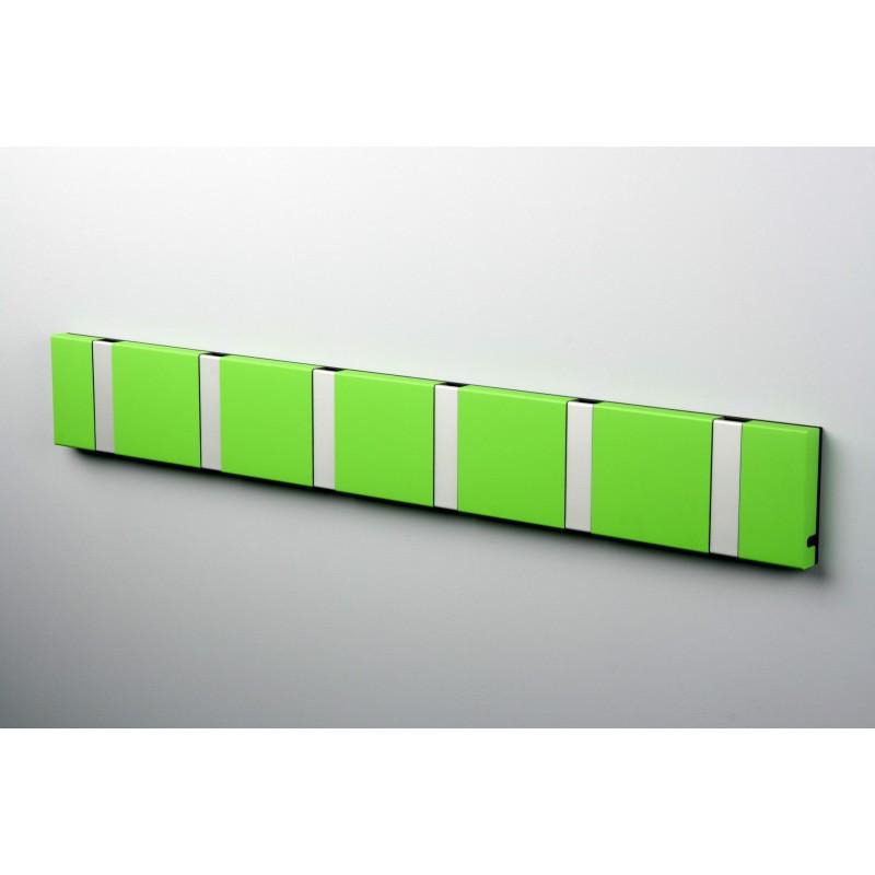 Knax Horizontal Colored Coat Hook Coat Hooks Loca 6 hooks Aluminum Green lime