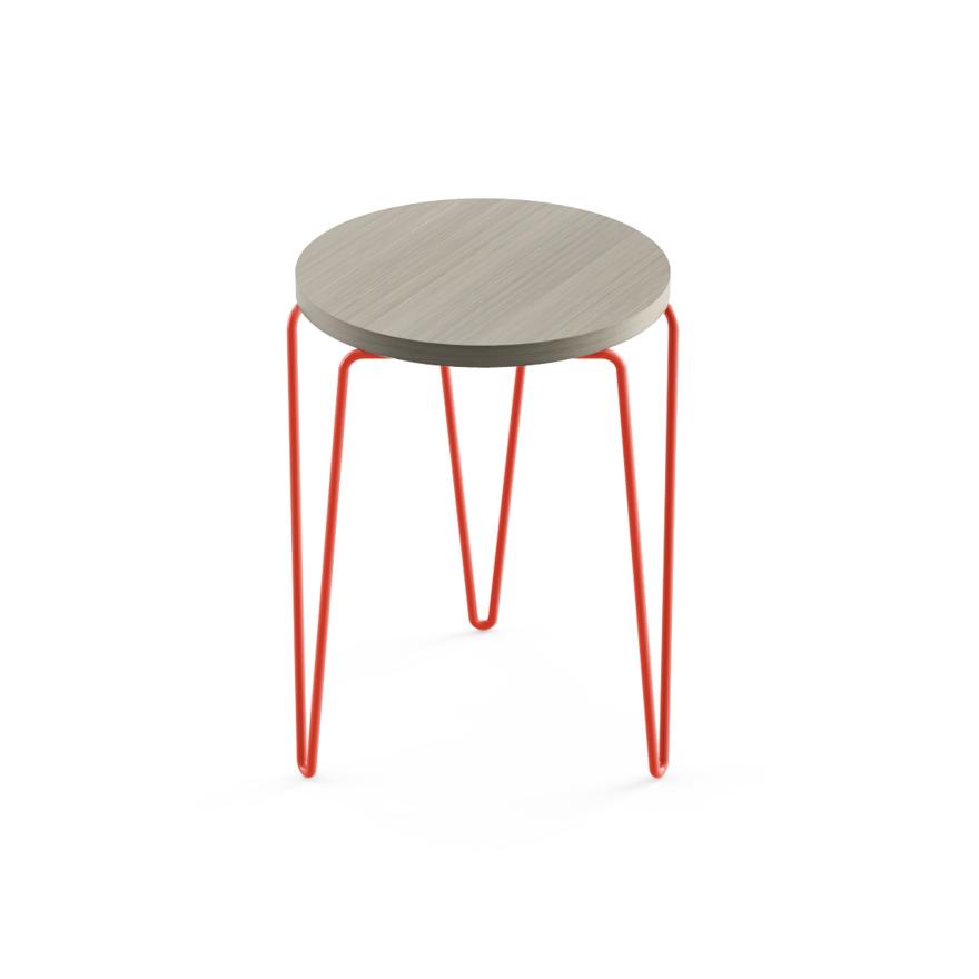 Florence Knoll Hairpin Stacking Table table Knoll Grey Ash red powder-coat base 