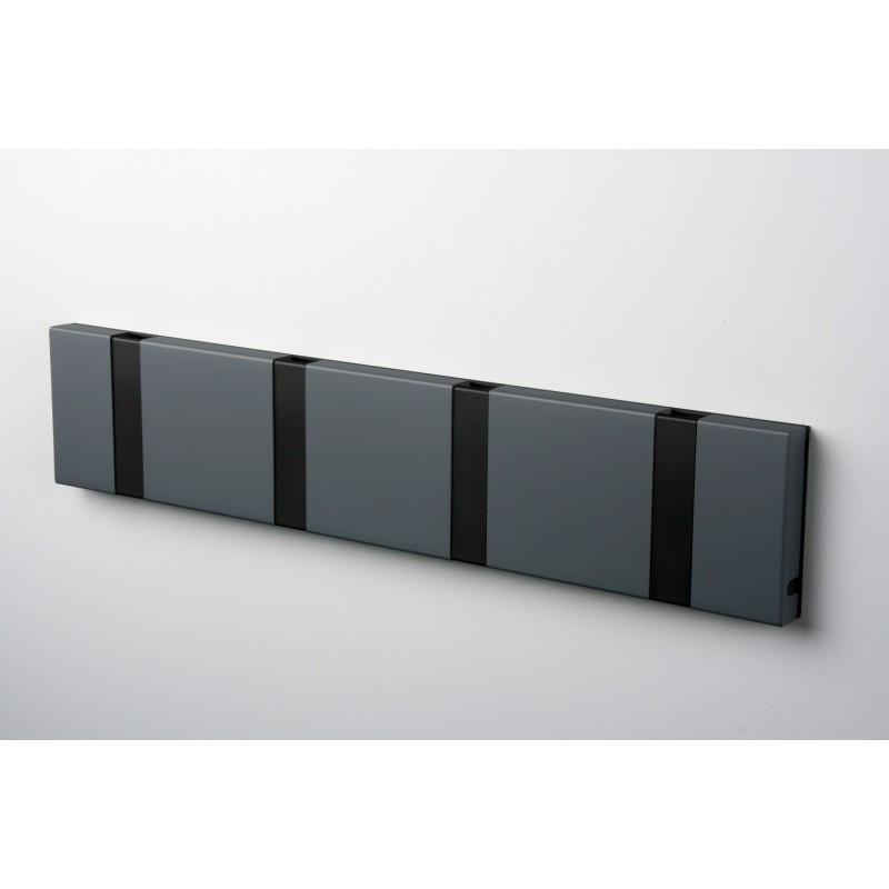 Knax Horizontal Colored Coat Hook Coat Hooks Loca 4 hooks Black Anthracite Grey