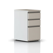 Tu W-Pull Freestanding Pedestal storage herman miller Box/Box/File + $10.00 Warm Grey Neutral Suface Finish Raised Height