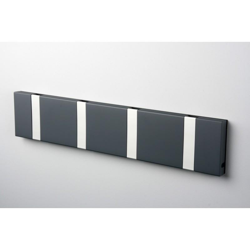 Knax Horizontal Colored Coat Hook Coat Hooks Loca 4 hooks Aluminum Anthracite Grey