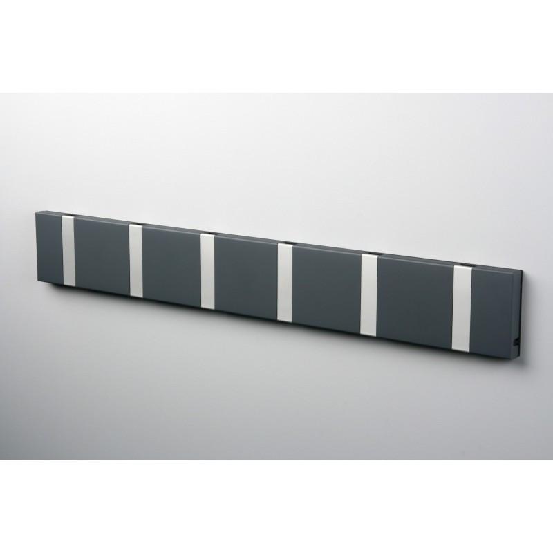 Knax Horizontal Colored Coat Hook Coat Hooks Loca 6 hooks Aluminum Anthracite Grey