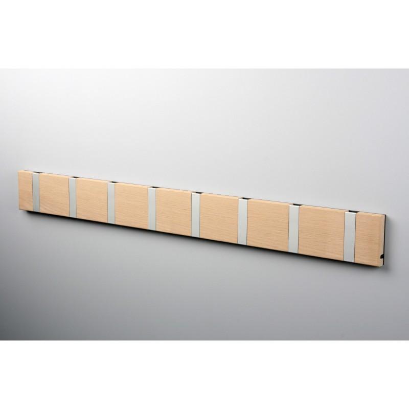 Knax Horizontal Wood Coat Hook Coat Hooks Loca oak soaped 8 hook Aluminum