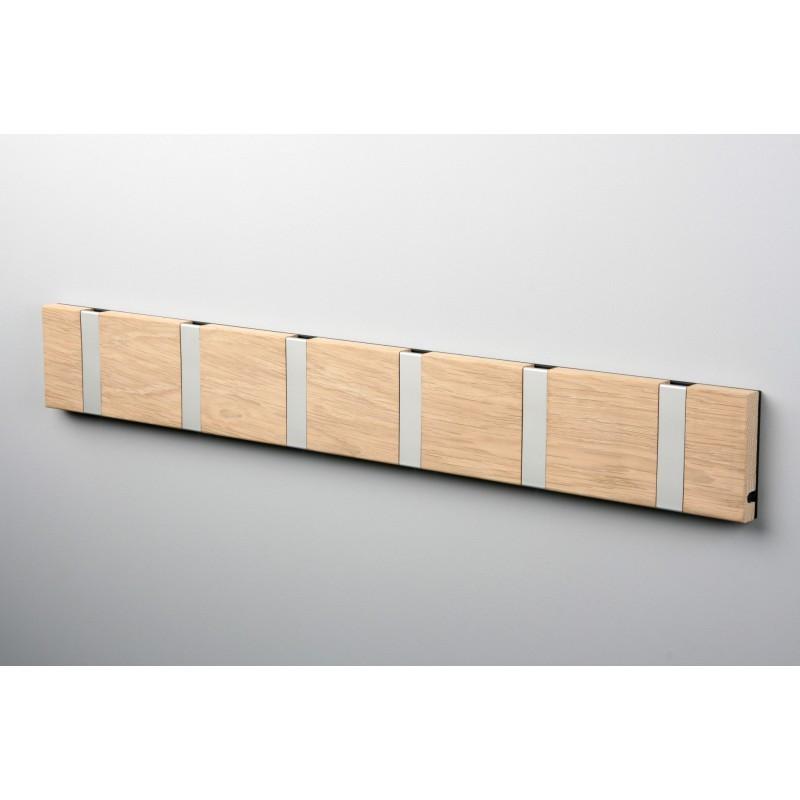 Knax Horizontal Wood Coat Hook Coat Hooks Loca oak soaped 6 hook Aluminum