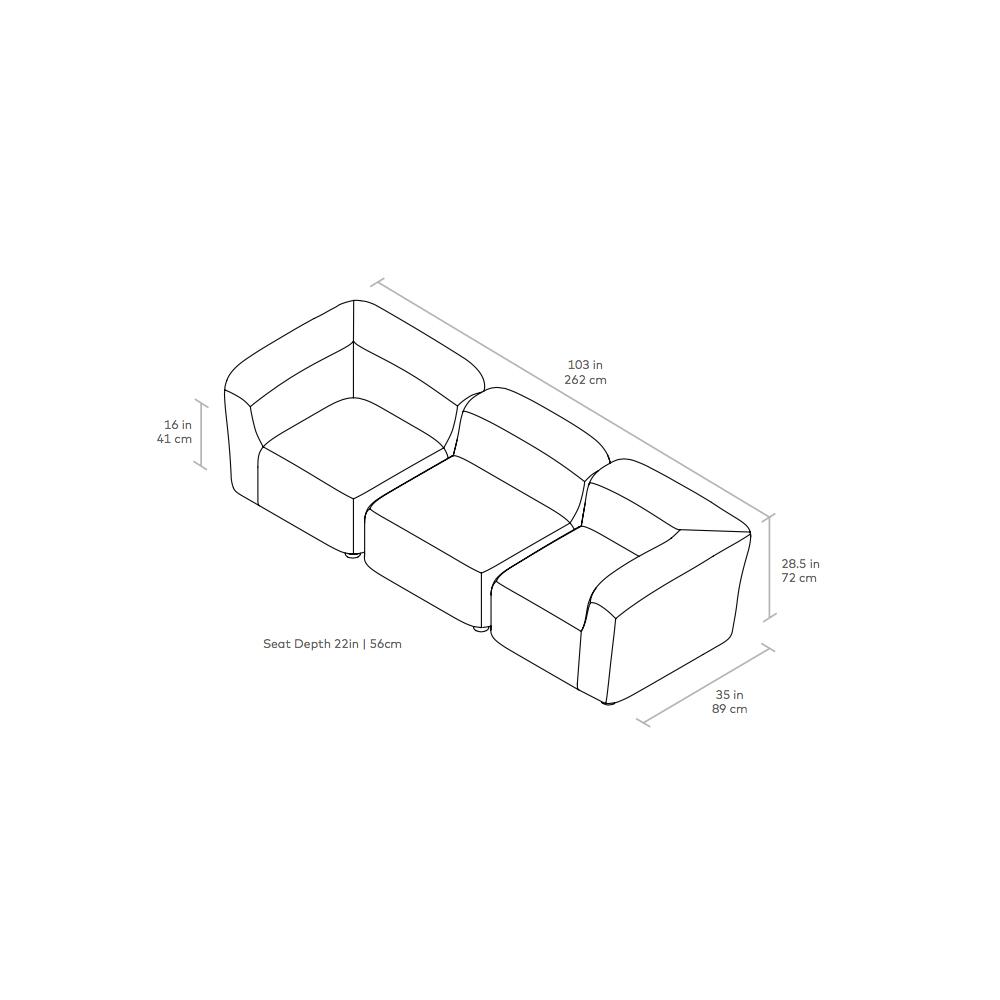 Circuit Modular 3 Piece Sofa Sofa Gus Modern 