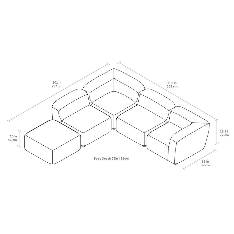Circuit Modular 5 Piece Sectional Sofa Sofa Gus Modern 