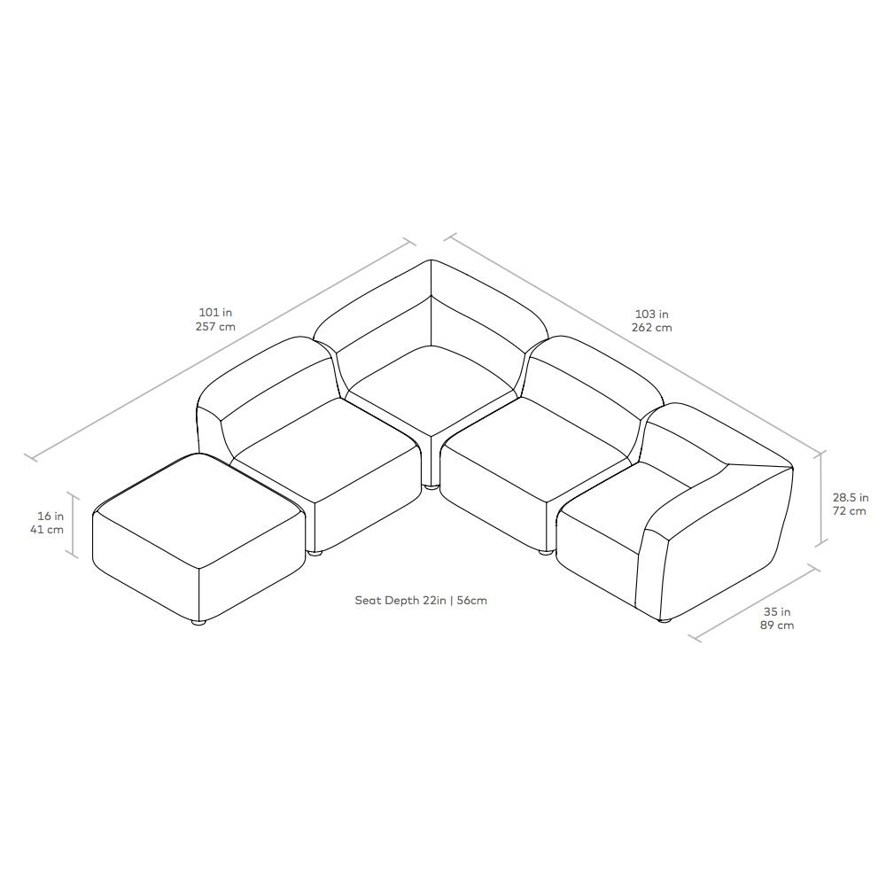 Circuit Modular 5 Piece Sectional Sofa Sofa Gus Modern 