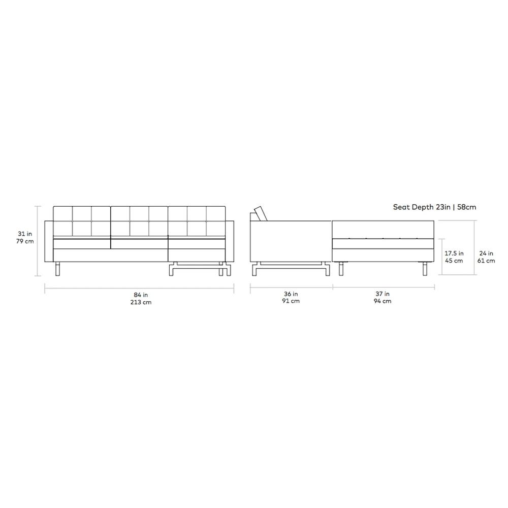 Jane 2 Loft Bi-Sectional Sofa Gus Modern 