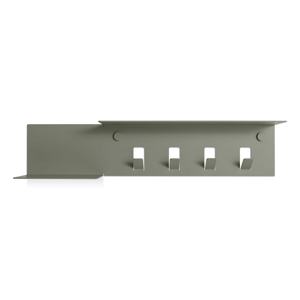 Hall Pass Wall Shelf with Hooks Coat Hooks BluDot Grey Green 