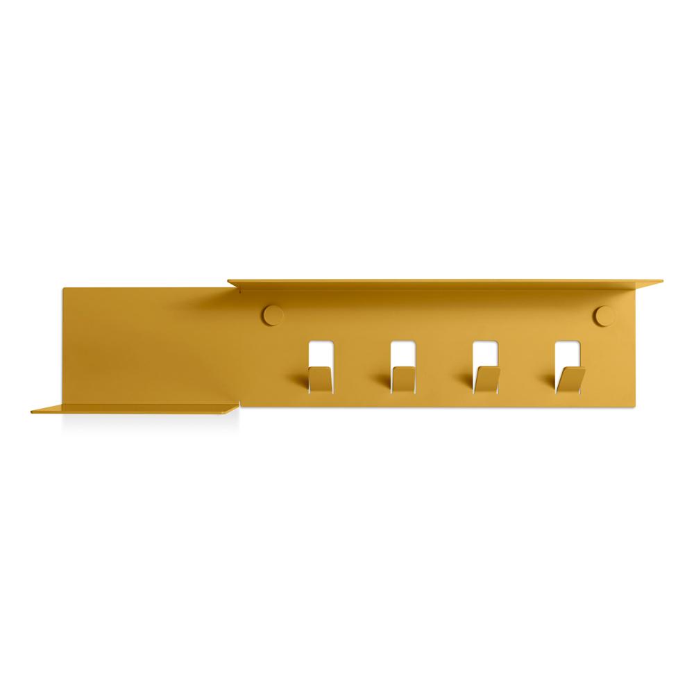 Hall Pass Wall Shelf with Hooks Coat Hooks BluDot Mustard 