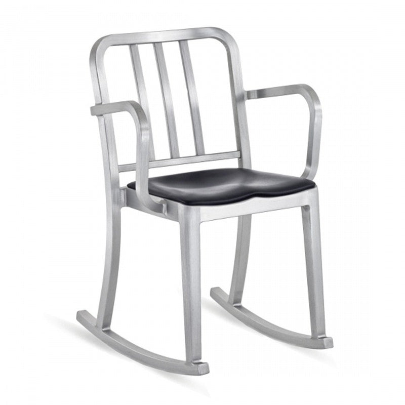 Heritage Rocking Armchair rocking chairs Emeco Brushed Black Vinyl Seat Pad + $150.00 