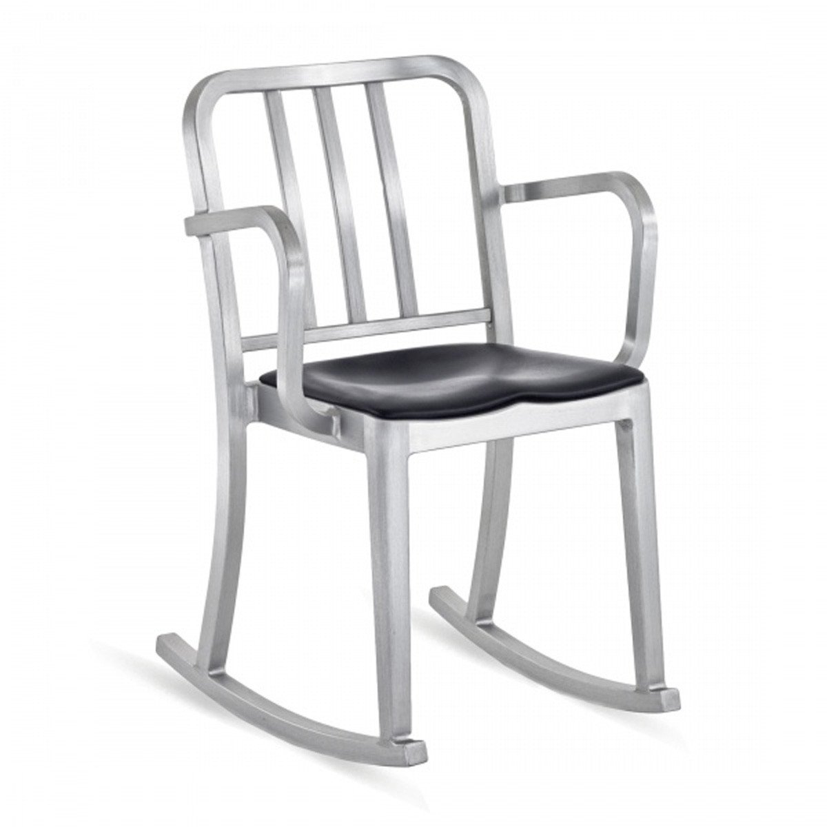 Heritage Rocking Armchair rocking chairs Emeco Brushed Black Vinyl Seat Pad + $150.00 