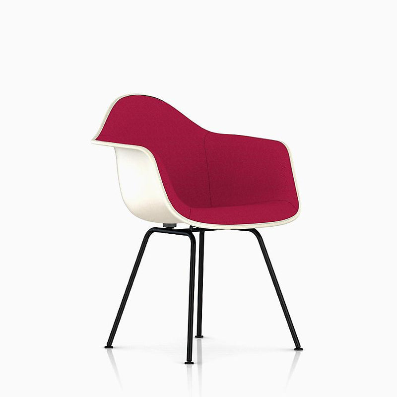 Eames Molded Fiberglass Upholstered Armchair with 4-Leg Base Side/Dining herman miller 
