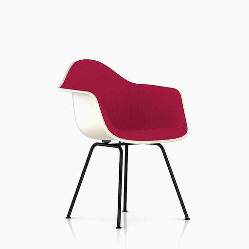 Eames Molded Fiberglass Upholstered Armchair with 4-Leg Base Side/Dining herman miller 