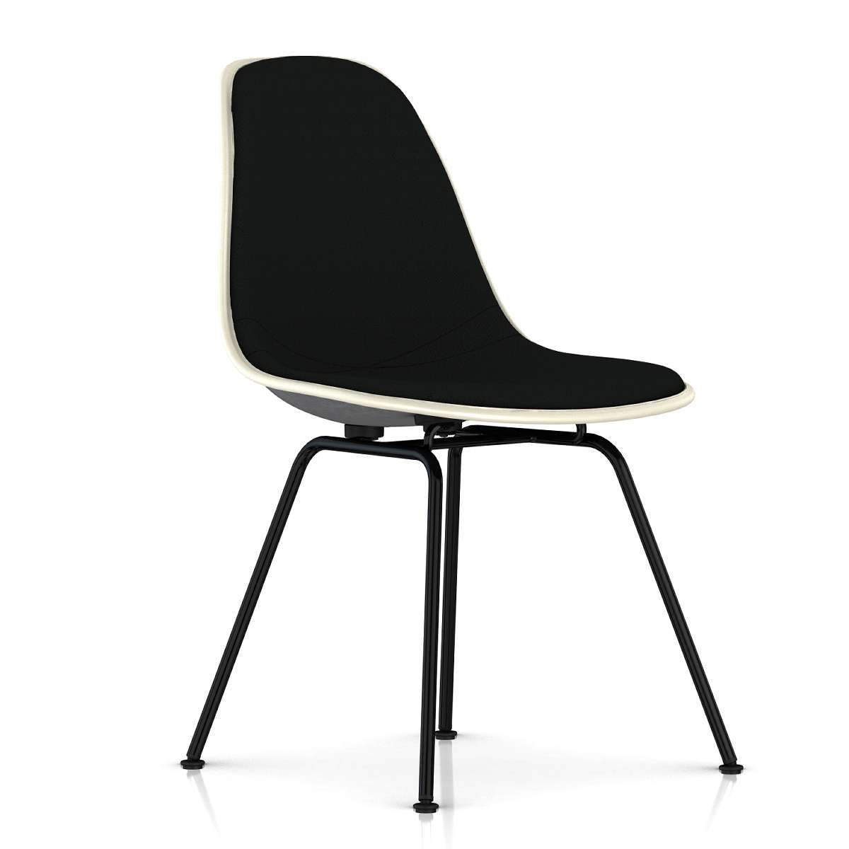 Eames Molded Fiberglass Upholstered Side Chair with 4-Leg Base Side/Dining herman miller 