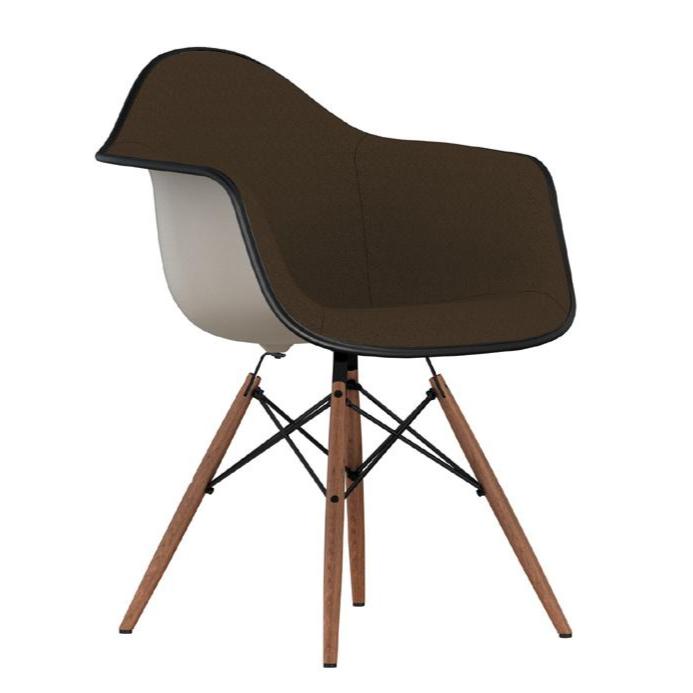 Eames Molded Plastic Upholstered Arm Chair with Wood Dowel Base Side/Dining herman miller 