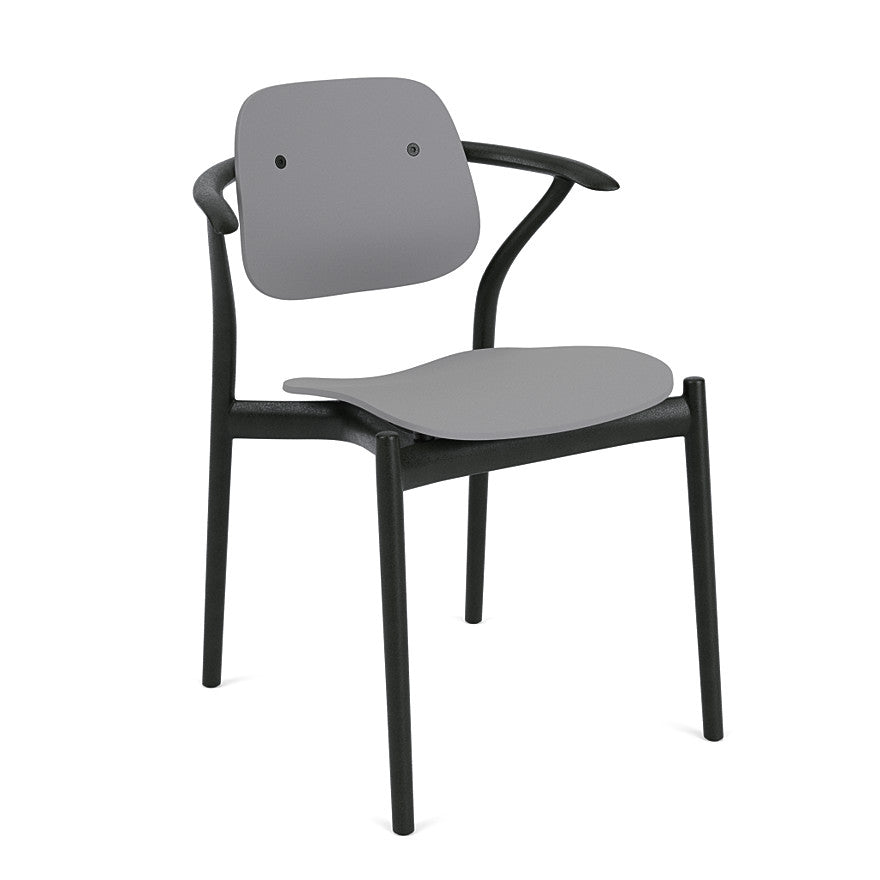 Iquo Chair Armchair with Plastic Seat &amp; Back Side/Dining Knoll Dark Grey 