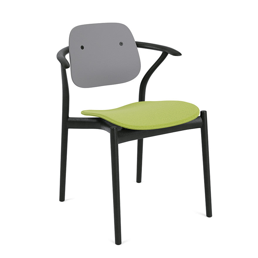 Iquo Chair Armchair with Upholstered Seat &amp; Plastic Back Side/Dining Knoll 