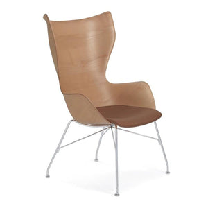 K/Wood Upholstered Chair Chairs Kartell Light Wood/Light Leather/Chrome 