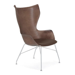 K/Wood Upholstered Chair Chairs Kartell Dark Wood/Dark Leather/Chrome 