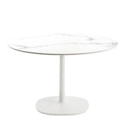 Multiplo Square Base Table - Round Top Tables Kartell Small White - Rounded Stoneware Top with Marble Finish 