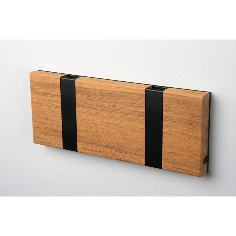 Knax Horizontal Wood Coat Hook Coat Hooks Loca teak untreated 2 hook Black