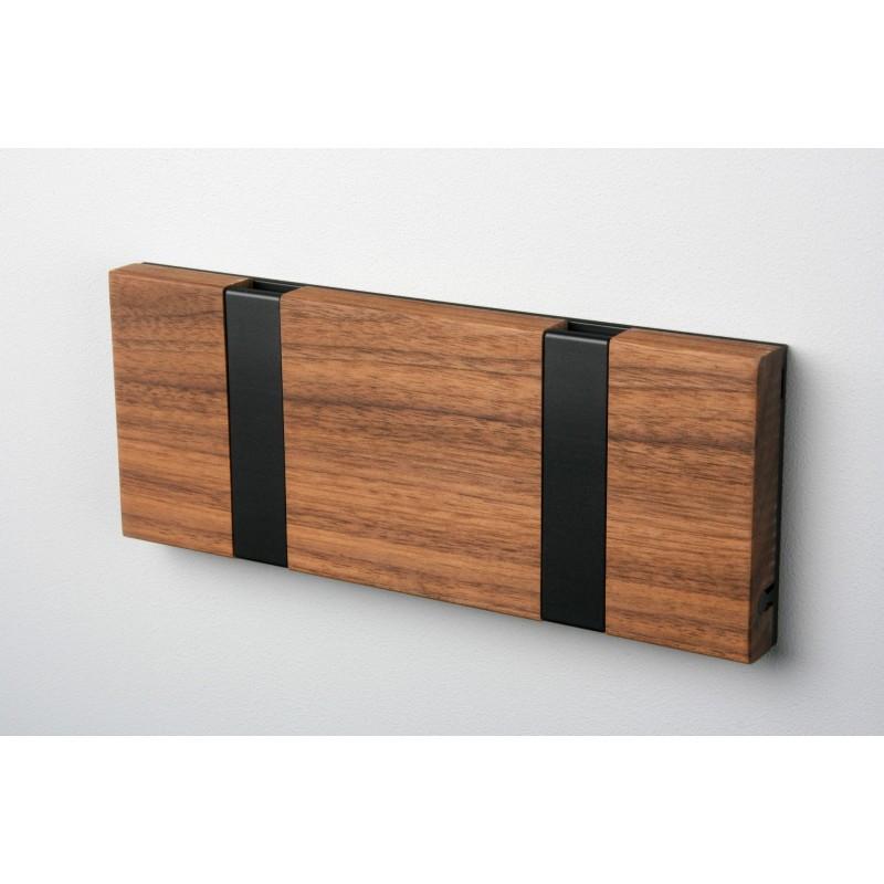 Knax Horizontal Wood Coat Hook Coat Hooks Loca walnut oiled 2 hook Black