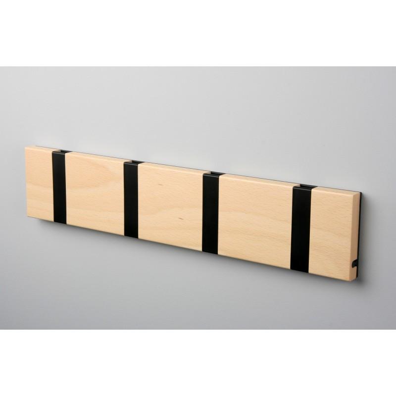 Knax Horizontal Wood Coat Hook Coat Hooks Loca beech lacquer 4 hook Black