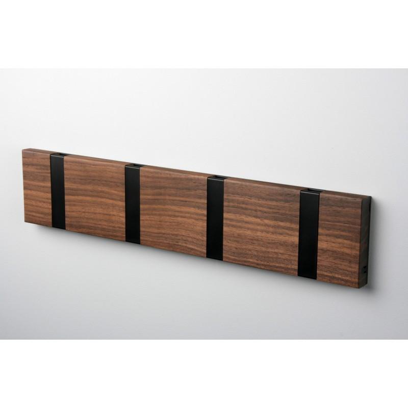 Knax Horizontal Wood Coat Hook Coat Hooks Loca walnut oiled 4 hook Black