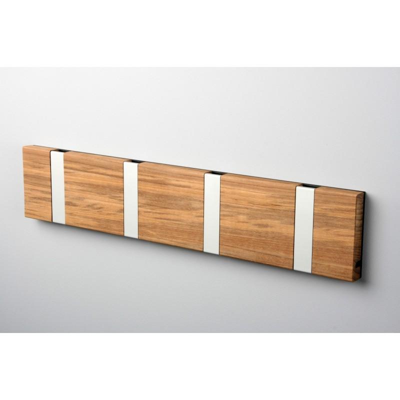 Knax Horizontal Wood Coat Hook Coat Hooks Loca teak untreated 4 hook Aluminum