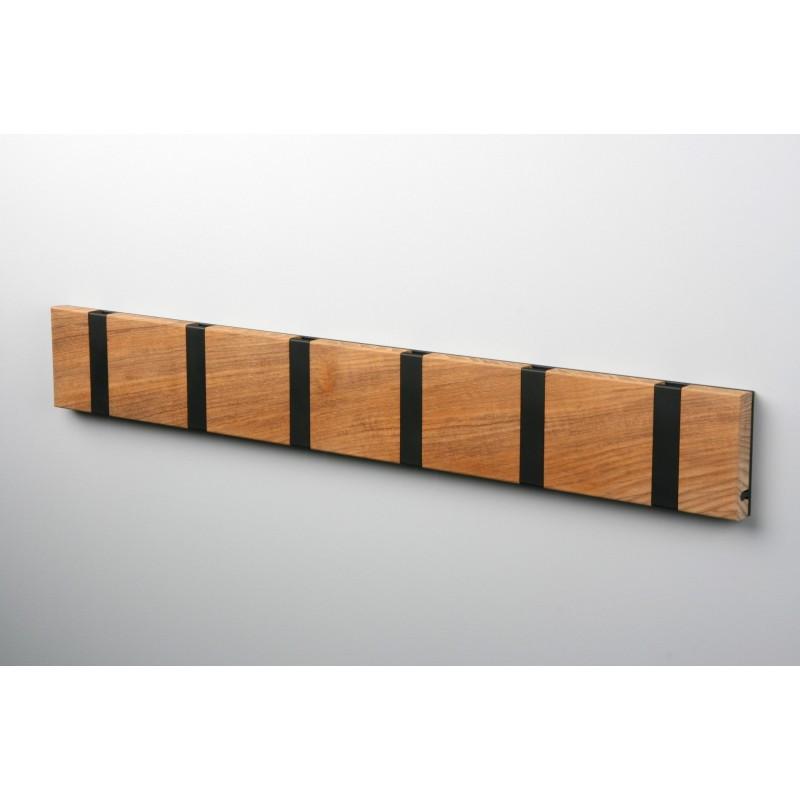 Knax Horizontal Wood Coat Hook Coat Hooks Loca teak untreated 6 hook Black