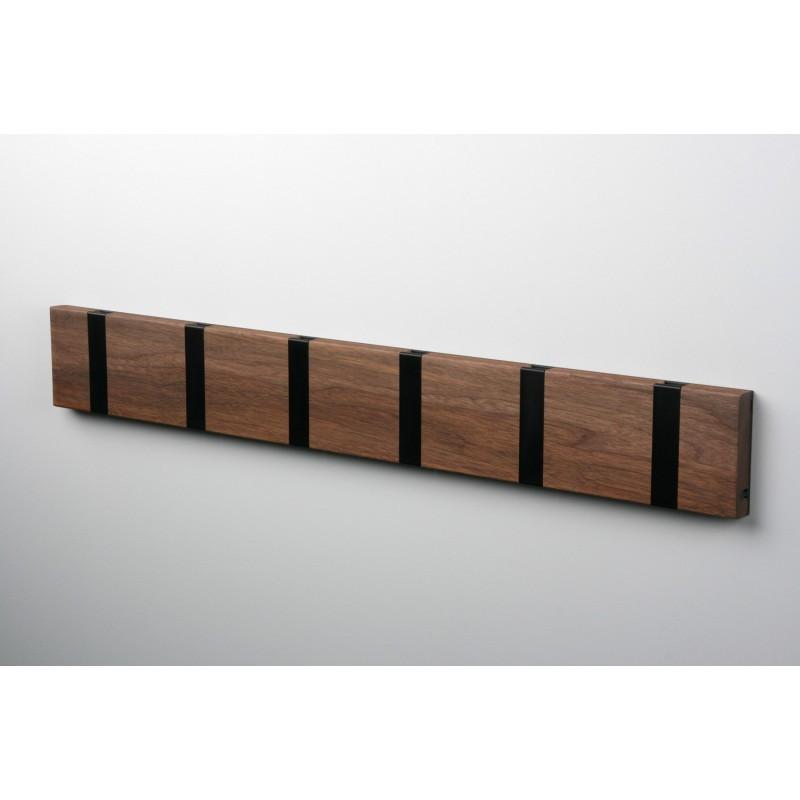 Knax Horizontal Wood Coat Hook Coat Hooks Loca walnut oiled 6 hook Black