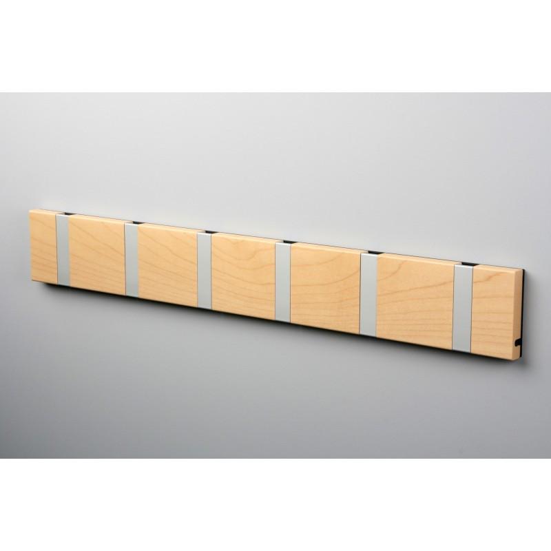 Knax Horizontal Wood Coat Hook Coat Hooks Loca maple lacquer 6 hook Aluminum