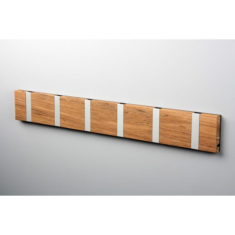 Knax Horizontal Wood Coat Hook Coat Hooks Loca teak untreated 6 hook Aluminum