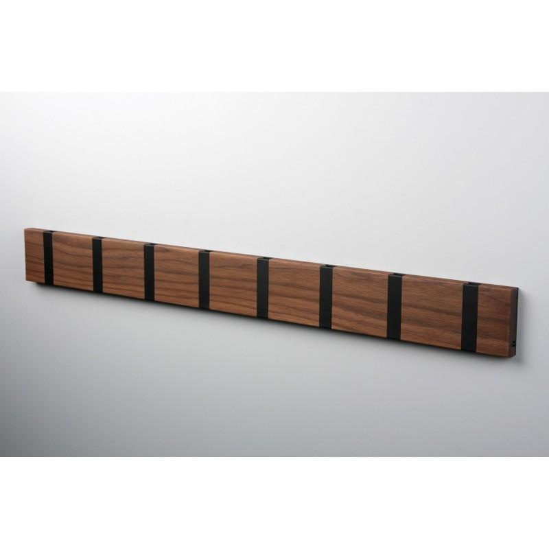 Knax Horizontal Wood Coat Hook Coat Hooks Loca walnut oiled 8 hook Black