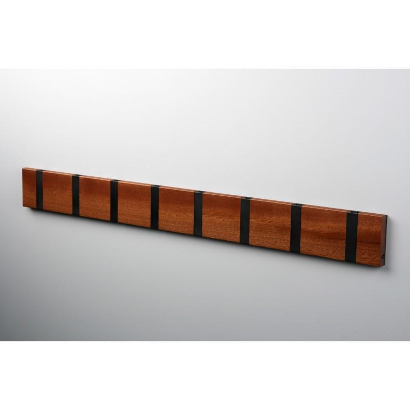 Knax Horizontal Wood Coat Hook Coat Hooks Loca mahogany lacquer 8 hook Black