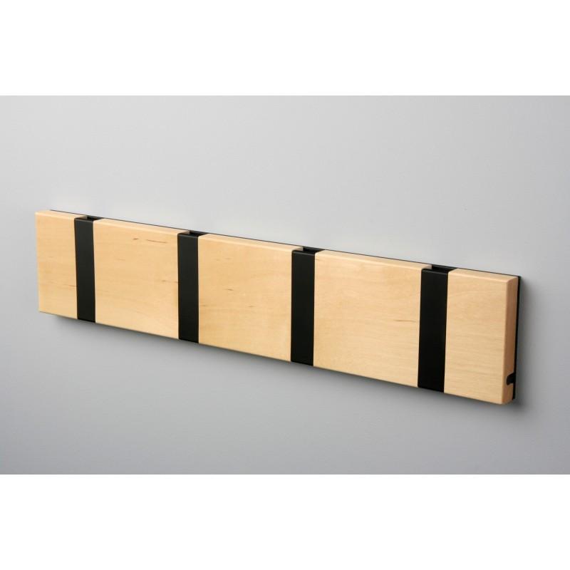 Knax Horizontal Wood Coat Hook Coat Hooks Loca birch lacquer 4 hook Black