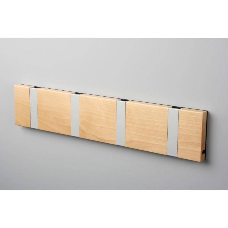 Knax Horizontal Wood Coat Hook Coat Hooks Loca birch lacquer 4 hook Aluminum