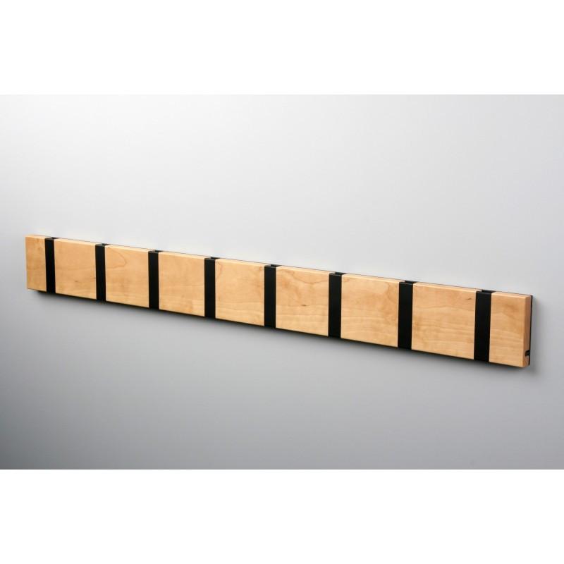 Knax Horizontal Wood Coat Hook Coat Hooks Loca birch lacquer 8 hook Black