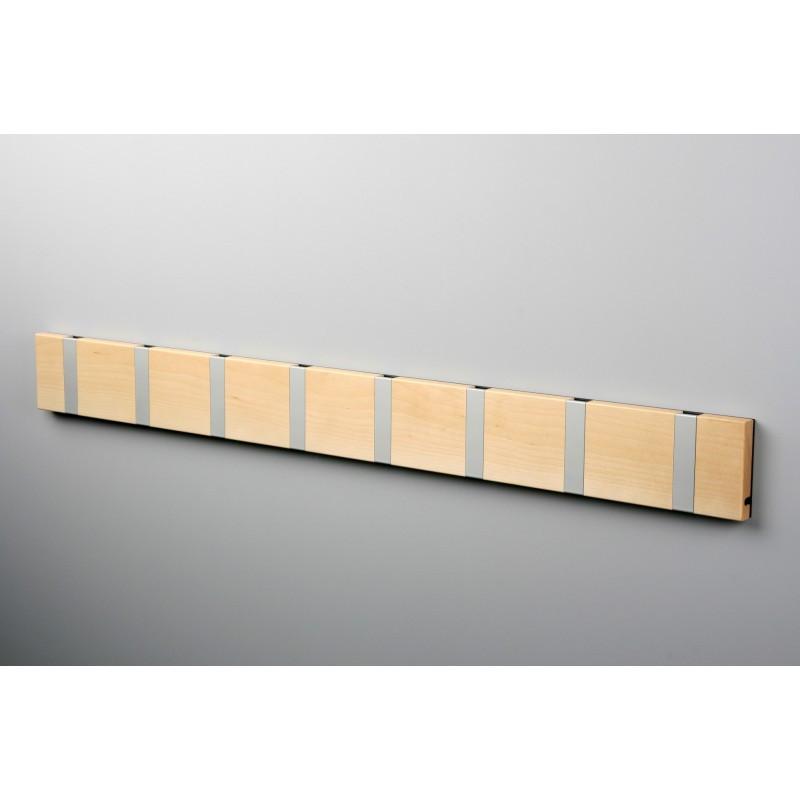 Knax Horizontal Wood Coat Hook Coat Hooks Loca birch lacquer 8 hook Aluminum