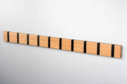 Knax Horizontal Wood Coat Hook Coat Hooks Loca 10 hook Beech Lacquer Black