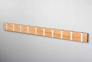 Knax Horizontal Wood Coat Hook Coat Hooks Loca 10 hook Oak Oiled Aluminum