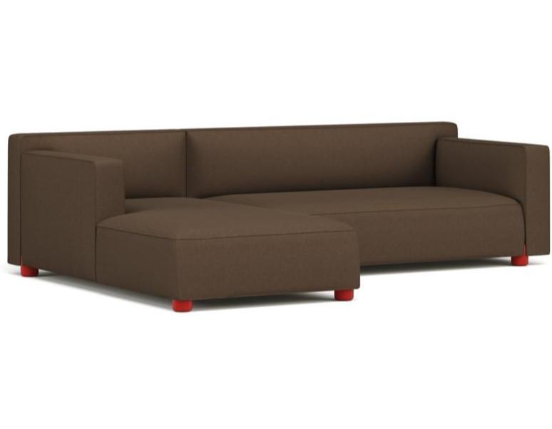 Barber &amp; Osgerby Asymmetric Sofa with Chaise Sofa Knoll Right Red Hourglass - Mocha