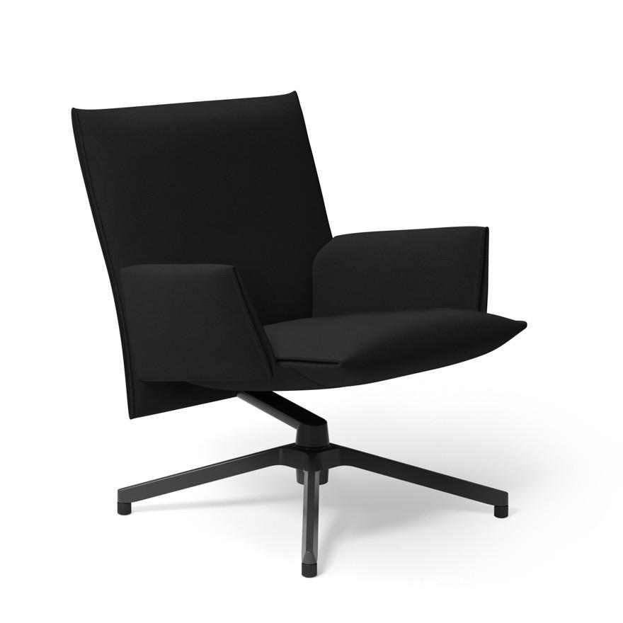Pilot by Knoll™ - Low Back Lounge Chair with Upholstered Arms lounge chair Knoll Dark Grey Painted Delite fabric - Onyx 