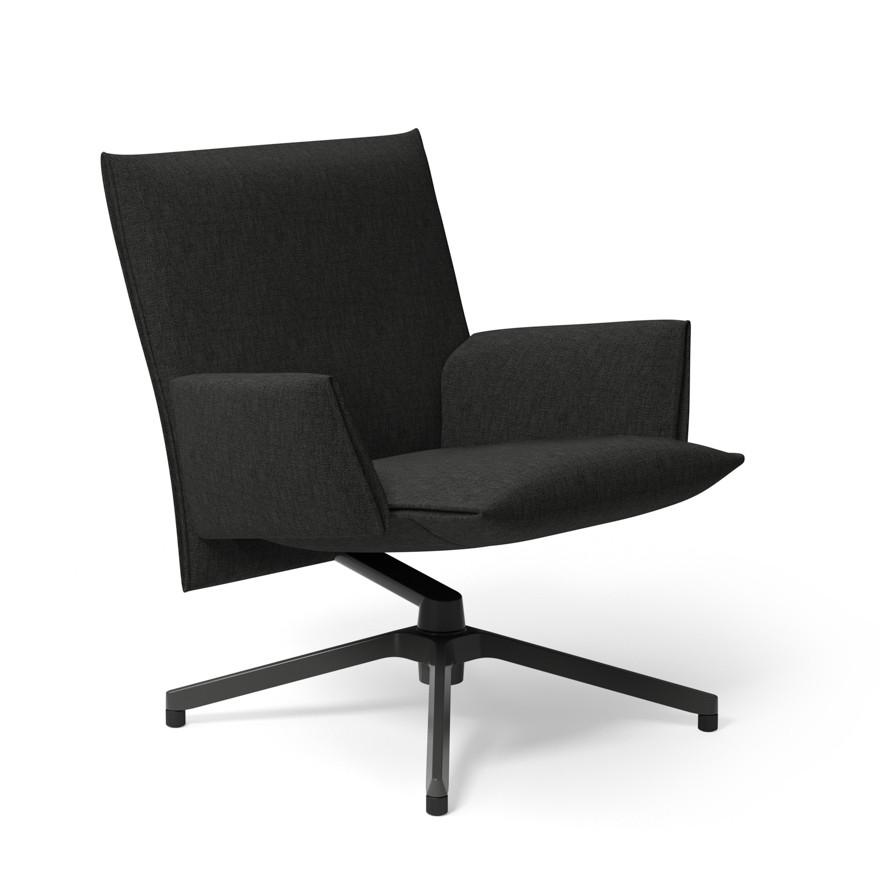 Pilot by Knoll™ - Low Back Lounge Chair with Upholstered Arms lounge chair Knoll Dark Grey Painted Delite fabric - Charcoal 