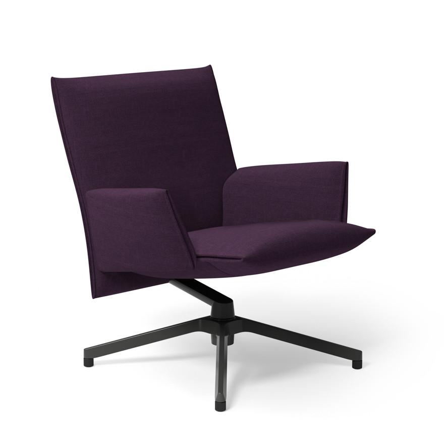 Pilot by Knoll™ - Low Back Lounge Chair with Upholstered Arms lounge chair Knoll Dark Grey Painted Delite fabric - Purple 