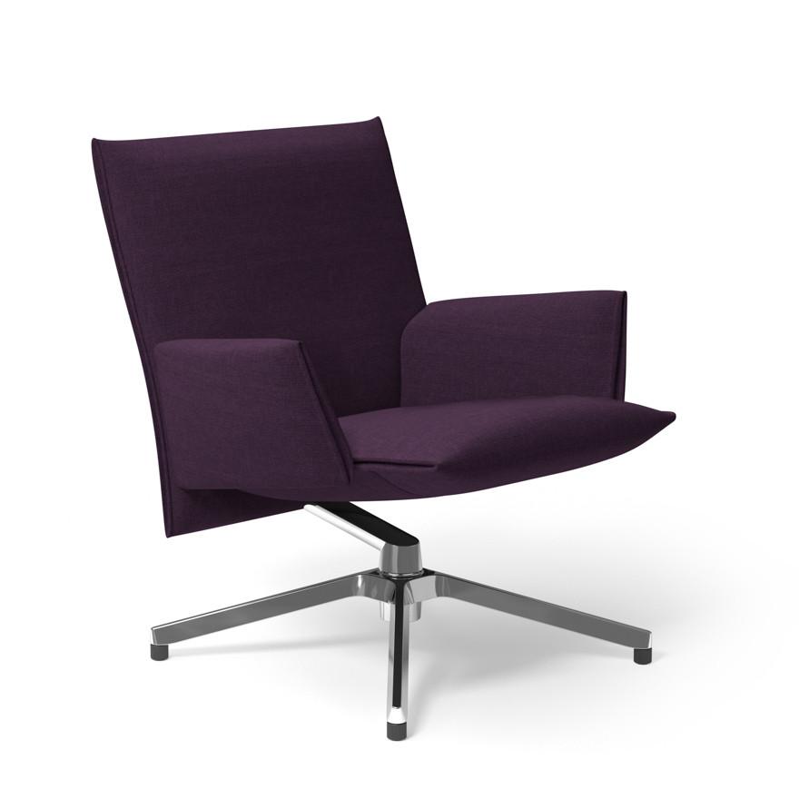 Pilot by Knoll™ - Low Back Lounge Chair with Upholstered Arms lounge chair Knoll Polished Aluminum Delite fabric - Purple 