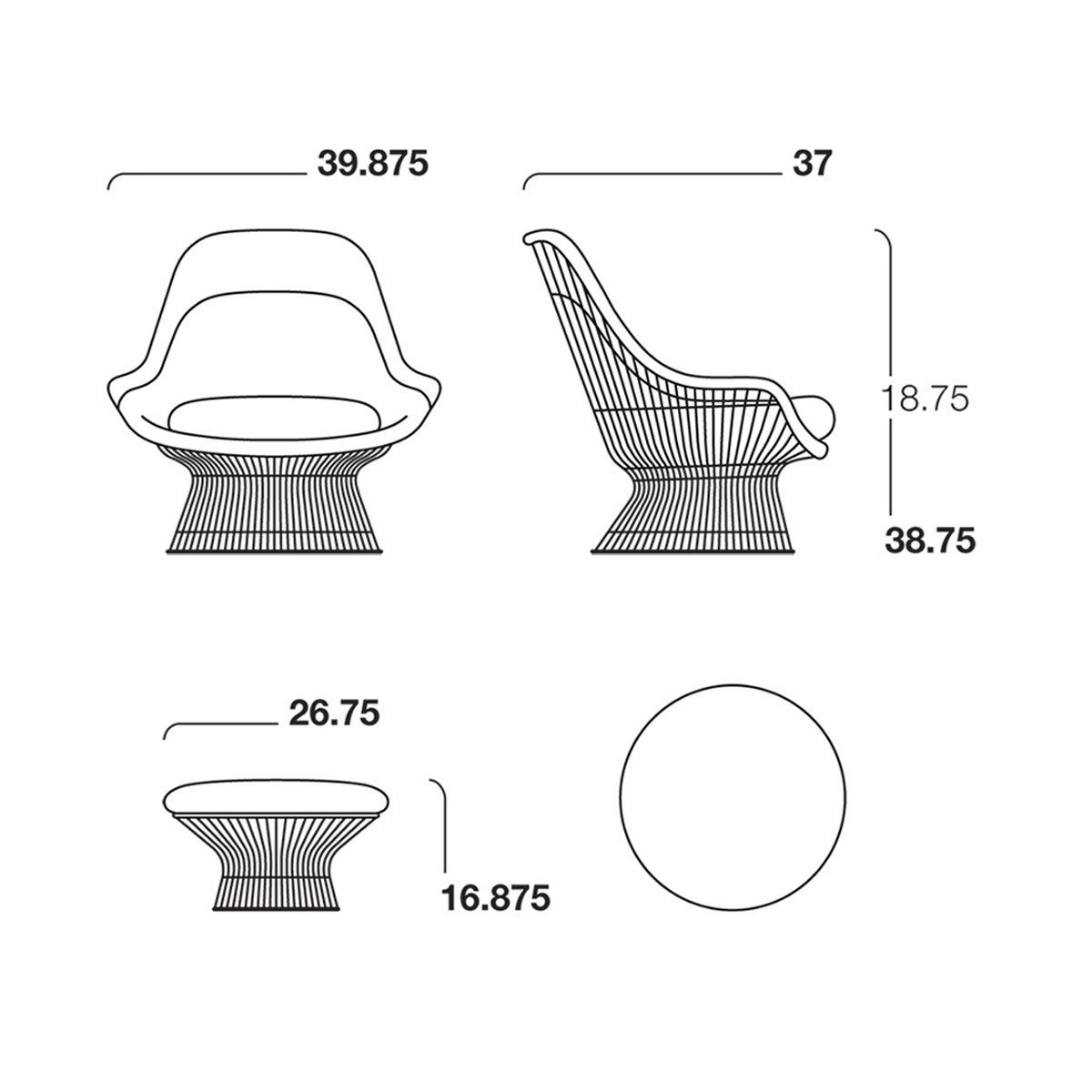 Platner Easy Chair and Ottoman lounge chair Knoll 